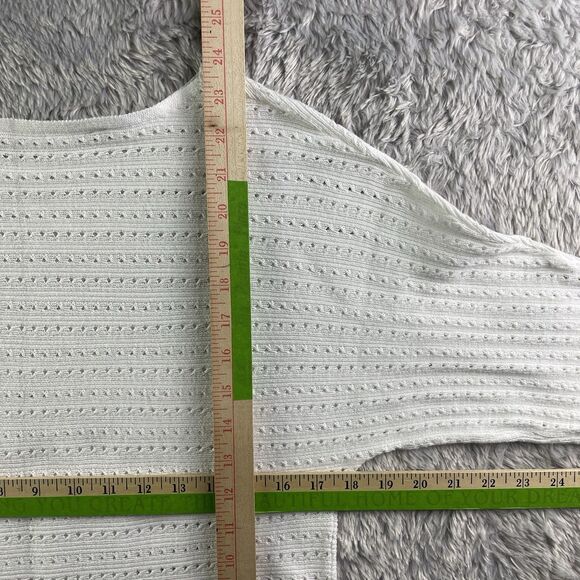 Chloe and Jasmine Sweater Womens Small Ivory Open Knit Pullover Boho Crew Neck - Picture 9 of 10